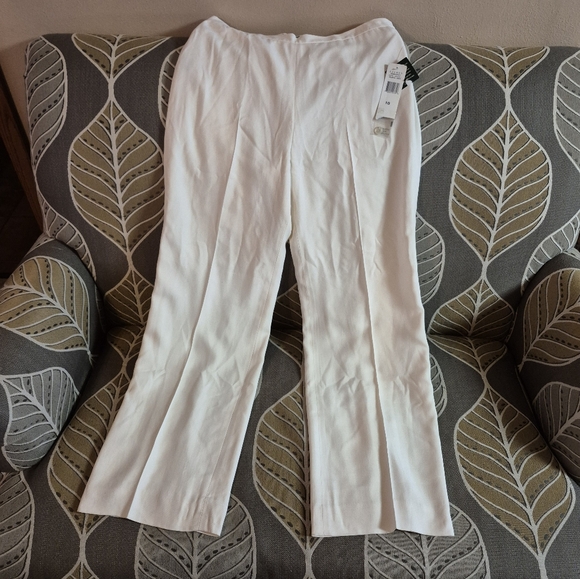 New 💯% Silk Lauren Ralph Lauren 10 Cape Grace Colonial Cream WideLeg Dress Pant - Picture 7 of 15